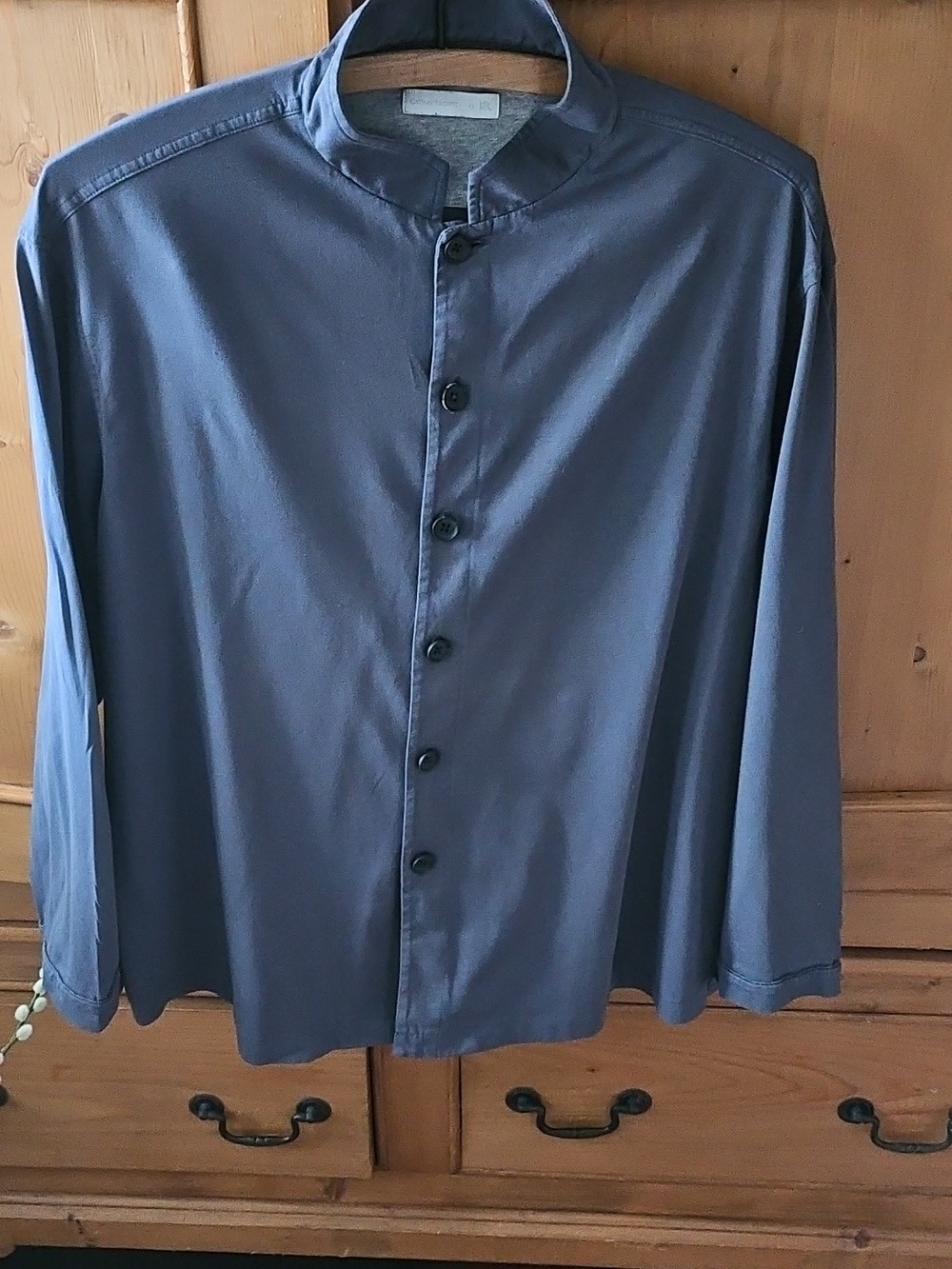 Cathay Pacific Organic Cotton Mandarin Collar Sleep Shirt Grey Size L